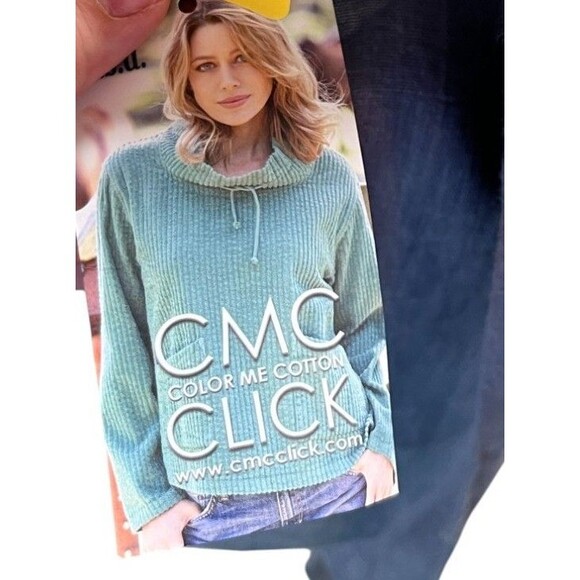 Click Top Women's Size Large Gray Color Me Cotton 100% Linen Button Up - Picture 6 of 6